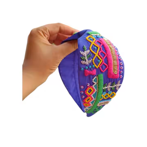 <b>Top</b> Quality Blue Colored Beautiful Handcrafted Multicolour Turban style Embroidered Beaded Headband Made in India - Product Image 1
