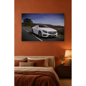 Impression sur toile de la Mercedes S cabriolet blanche de Fida sur route de campagne - Product Image 2
