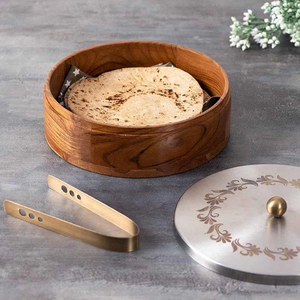 Casserole For Roti | Hot <b>Box</b> For Kitchen Wooden Chapati <b>Box</b> For Kitchen |Hot Pot Roti <b>Box</b> With Stainless Steel Tong with Laser - Product Image 1