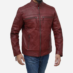 เสื้อแจ็คเก็ตหนังผู้ชายสไตล์บอมเบอร์ลำลอง หนังแท้ เสื้อคลุมด้านนอก รับผลิตตามสั่ง (OEM) ขายส่ง - Product Image 5
