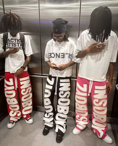 กางเกงวิ่งขายาวของผู้ชายกางเกงสเวตเตอร์ขาบานปักลายระบายเหงื่อกางเกงวิ่งจ๊อกกิ้งสำหรับผู้ชายกางเกงซักโอเวอร์ไซส์แบบหนา2025 - Product Image 6