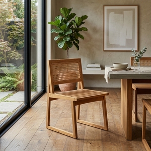 Nuestra Silla de Comedor Moderna Aswattha Visionary de Madera Maciza con Respaldo de Ratán Tejido, Silla Lateral de Madera para Cocina, Diseño Artístico - Product Image 4
