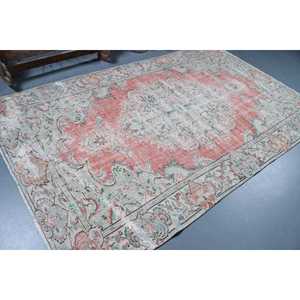 Grand tapis turc vintage 5,6x9,1 pieds, tapis rouge à pois en laine - Product Image 2