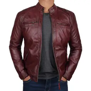 Kastanjebruine Kleur 2024 Hot Selling Custom Herenmode Jack Cool Stijl Winter Bomber Lederen Varsity Jacks