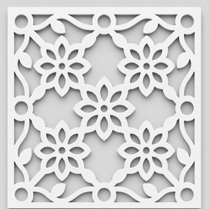Panel decorativo de PVC cortado por CNC para separar ambientes, con diseño floral en celosía, 600 x 600 mm, hecho en Alemania. - Product Image 2