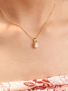 สร้อยคอเพชรแบบใสพร้อมจี้ทอง14K & สีโรสโกลด์เพชรแท้ดีไซน์เรียบง่ายได้รับการรับรองสำหรับการหมั้น - Product Image 4