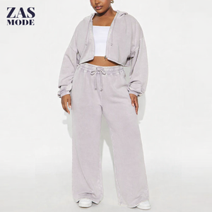 Conjunto Deportivo de Felpa Casual para Mujer, Talla Grande, 100% Algodón, con Capucha, Manga Larga y Pantalones Deportivos, Hecho en Bangladés - Product Image 1