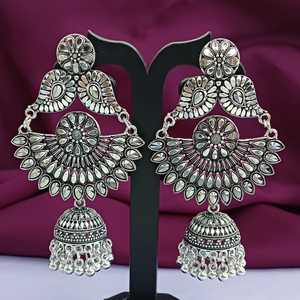 Joyería tradicional india Floral Crystal Round Stud Dangles Nupcial Jhumka Pendientes Fabricante indio Joyería para mujeres - Product Image 2