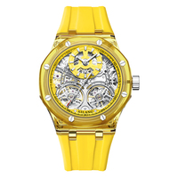 Reloj Deportivo Automático para Hombre con Esqueleto Transparente de Plástico, Correa de Silicona, Reloj Mecánico de Pulsera, Venta al Por Mayor de Fábrica