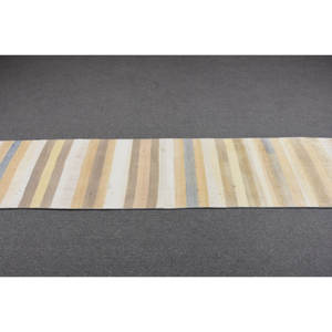 Tapis Moderne en Laine Beige 1.9 X 8.5ft Turc Tabriz Style Rectangle Patchwork Motif pour Adolescent Salon Latex Soutenu - Product Image 3