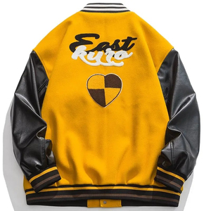 Chaqueta Deportiva Estilo Béisbol en Blanco y Negro, Chaqueta Universitaria con Letras Bordadas, Ajuste Holgado para Invierno - Product Image 4