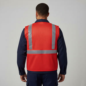 Chalecos de Seguridad Reflectantes Fluorescentes Rojos de Alta Visibilidad con Luz LED Intermitente, Malla Impermeable, ANSI Clase 2, EN ISO 20471, Logotipo Personalizado OEM - Product Image 2