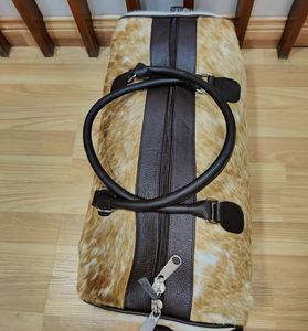 Bolsa de lona de cuero de diseñador, viaje de gran capacidad para hombres, pelos de cuero de vaca en material, bolsa de lona - Product Image 5