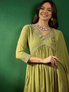 <b>Indian</b> Ethnic Pure 100% Georgette <b>Fabric</b> Kurti with Georgette <b>Fabric</b> Trendy Dupatta For Women <b>Indian</b> & Pakistan Suits for Women - Product Image 5