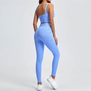 High Quality Customized Women's <b>Yoga</b> Set Solid Pattern Breathable and Elastic Waist Closure Private Label Low Price - Product Image 4