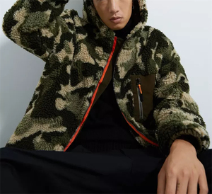 OEM Wholesale Custom Heavy Winter Men <b>Camo</b> Shearling <b>Jacket</b> Customized Fashion Fleece Sherpa Hoodies <b>Jacket</b> for Mens - Product Image 5