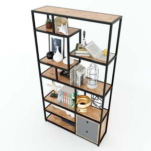 Étagère en fer sur pied avec armoire inférieure 100x30x180cm, rangement multifonctionnel pour salon KTB68076 - Product Image 3