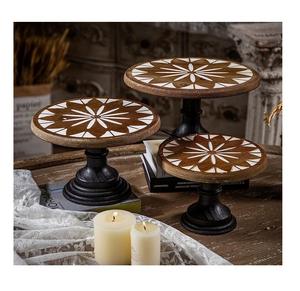 Support à gâteau en bois de créateur, forme ronde, simple, plateau de serveur d'affichage pour fête d'anniversaire et de mariage pour la cuisine à l'adresse artisanale - Product Image 2