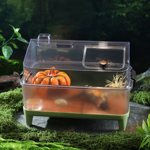 فيلا زواحف إبداعية من البلاستيك 360 درجة °   حوض زواحف آمن وخفيف الوزن وشفاف ومقاوم للهروب مع نافذة إطعام - Product Image 2