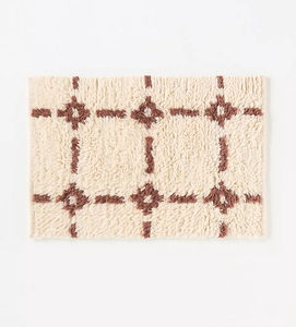 Tapis à poils longs en mélange de laine de coton tissé à la main à grille neutre avec motif géométrique moderne pour décor de sol de salon ou de chambre à coucher - Product Image 3