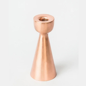 Soporte de portavelas cónico de candelabro en relieve de aluminio fundido de metal de cobre antiguo - Product Image 2