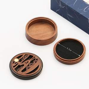 Brûleur d'encens en bois à transporter, forme ronde, petit brûleur d'aromathérapie, plaque à encens, brûleur de bois de santal rétro - Product Image 4