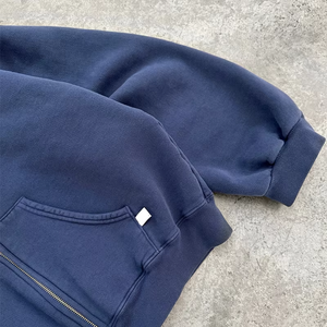 Streetwear vintage personnalisé sweat à capuche pour homme en éponge française sweat-shirt à fermeture éclair imprimé lavé à l'acide hiver polaire 100% coton - Product Image 3