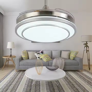 Ventilador de Techo LED Retráctil Moderno de 42 Pulgadas, Motor de CA/CC, 5 Aspas, Diseño sin Aspas, Control Remoto de Vidrio, Garantía de 10 Años - Product Image 1