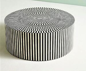 Incrustation d'os européenne et Table d'appoint en résine Antique, incrustation blanche géométrique, Table basse centrale ronde, décoration de la maison, meubles de Table d'appoint - Product Image 3