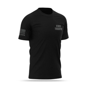 Chemises de performance unisexes d'été STATE-TROOPER T-shirt en coton organique 100% pour hommes Impression de logo personnalisé Sérigraphie à motif solide - Product Image 3