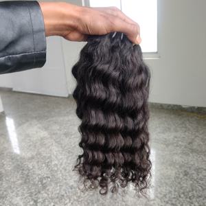 Machine de temple indien alignée sur les cuticules non transformées Double trame faisceaux bruts Extensions vierges de cheveux humains ondulés naturels - Product Image 2