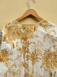 Veste matelassée en coton fleuri Manteau réversible de style bohème pour femme avec motif tricoté patchwork pour automne hiver Streetwear - Product Image 3