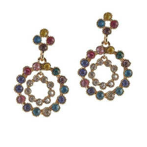 The99Jewel Boucles d'oreilles pendantes en pierre d'Autriche plaquée or Modèle 1306726 - Product Image 1