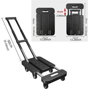 Carrello Pieghevole a 6 Ruote Girevoli, Carrello Portabagagli con Manico Regolabile, Carrello Utilitario Richiudibile per Traslochi - Product Image 4