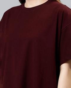 Camiseta de mujer hecha a medida peso pesado gota hombro 300GSM transpirable personalizado impreso logotipos streatwear señoras camiseta - Product Image 2