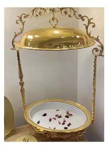 Elegante plato de frotamiento de cobre martillado accesorio de comedor de mesa artesanal para bodas hoteles banquetes restaurante - Product Image 2