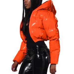 2025 chaquetas de bombardero de manga larga con cremallera para mujer de invierno de gran tamaño personalizadas chaqueta de mujer con capucha cómoda Color naranja - Product Image 4