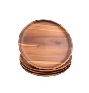 Plato de madera, bandeja para servir comida de frutas de madera maciza, platos de cargador de madera elegantes, uso doméstico, diferentes tamaños, seguro por artesanía de media luna - Product Image 2