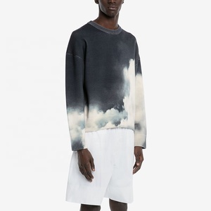 DEC Oem Sudadera de cuello redondo en blanco Streetwear Jersey de algodón puro Patrón de nubes personalizado Sudaderas con capucha con logotipo impreso - Product Image 2