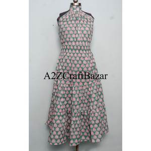 Best Selling Women's 100% Cotton Maxi <b>Dress</b> Handmade Summer Beach Wear floral Print Soft Casual Boho Style Natural Free - Product Image 1