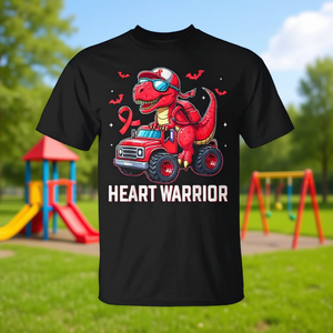T-shirt per bambini Dino Trex con design Heart Warrior per la sensibilizzazione sulle malattie - Articolo promozionale - Product Image 3