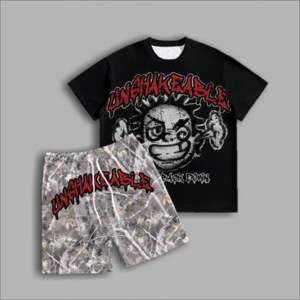 Survêtement décontracté pour hommes personnalisé graphique surdimensionné 100% coton ensemble short d'été respirant et élégant en vrac en gros - Product Image 1