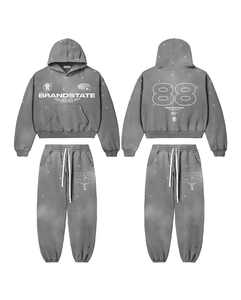 Fabricantes de chándales Jogger para hombre de gran tamaño desgastado Rhinestone en blanco Vintage pulóver chándal unisex bolsillo de canguro - Product Image 3