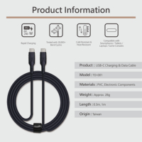 Kabel Pengisian Cepat Tian Dian 2026 Tipe-C USB-C 60W, Tahan Lama, Kawat Tembaga Murni, Selubung PVC, 1M, untuk Ponsel Android/iOS dan Mobil