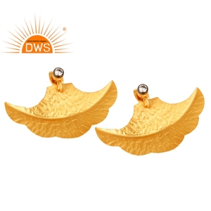 Dernière conception à la mode 18K plaqué or naturel Cz pierre précieuse feuille conception boucle d'oreille Demi bijoux fins pour les femmes cadeau pour elle - Product Image 3