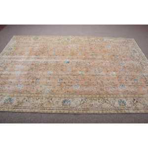 Vintage Rug, 5,9x8,9 ft Turkish Rug, <b>Brown</b> Polka dot <b>Wool</b> Rug - Product Image 3