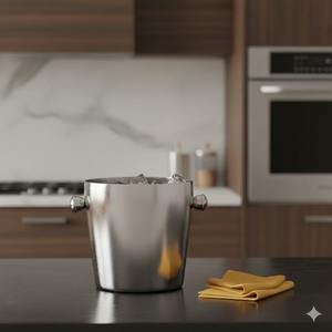 Stainless Steel <b>Mirror</b> Polished Chrome Finish Eco-Friendly Ice <b>Storage</b> Bucket for Parties & Events Apple Shape - Product Image 1