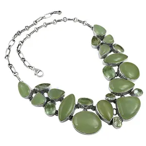 สร้อยคอเงินแท้ 925 ประดับลูกปัดสีเขียว ดีไซน์โดดเด่น แฟชั่นจิวเวลรี่ - Product Image 1