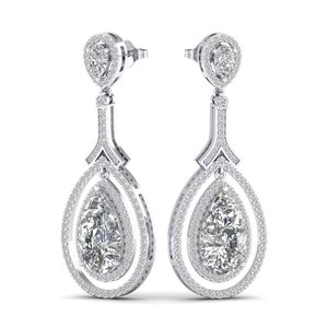 REYES nuevo último diseño en forma de gota de agua Moissanite Halo pendientes mujeres 10K 14K 18K 22K oro sólido colgante gota joyería - Product Image 2