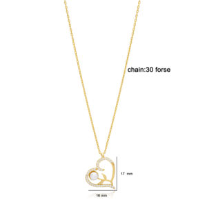 ดีไซน์ดอกไม้ในหัวใจไข่มุกพร้อมสร้อยคอหินเพทายเงางาม925เครื่องประดับเงินสเตอร์ลิง - Product Image 2